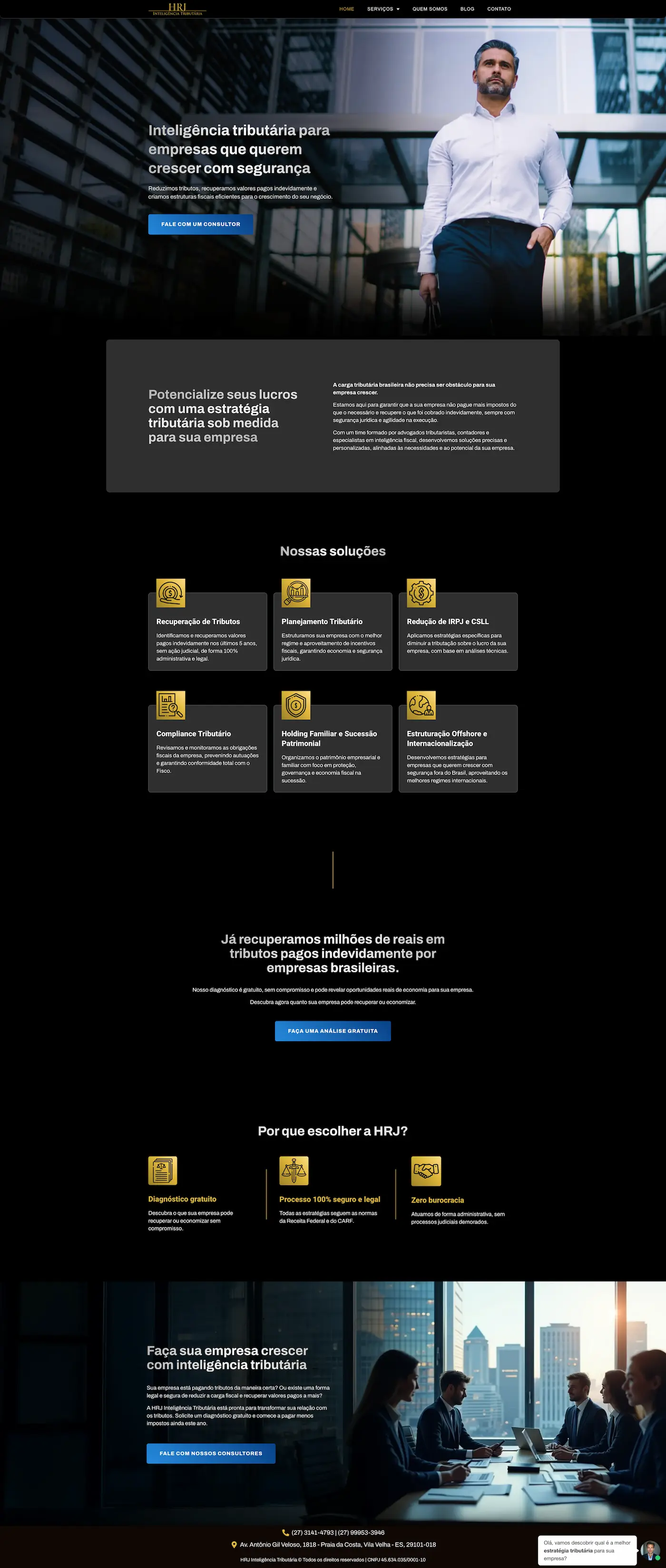 Site HRJ Inteligência Tributária