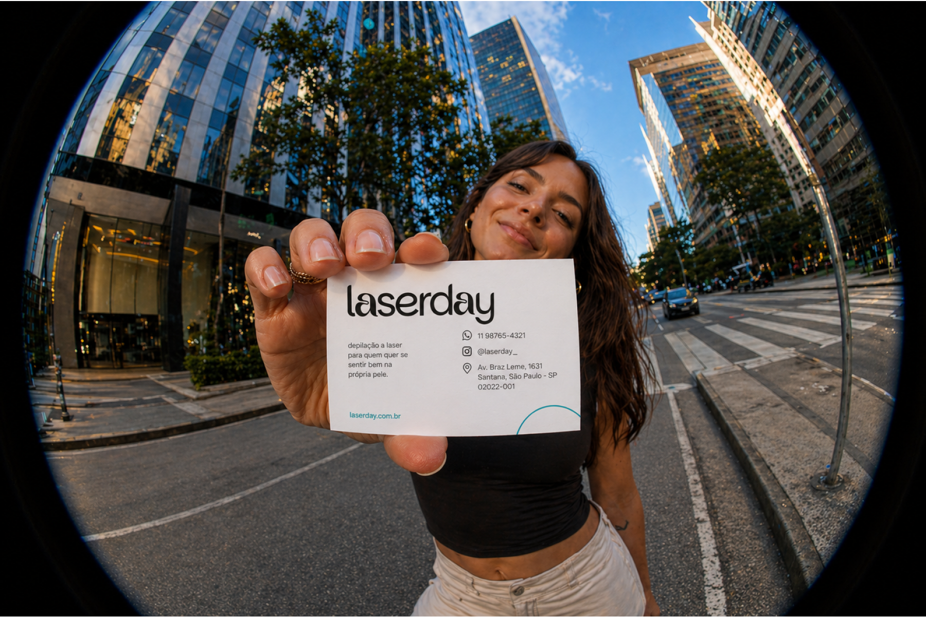 Detalhe da identidade visual da laserday